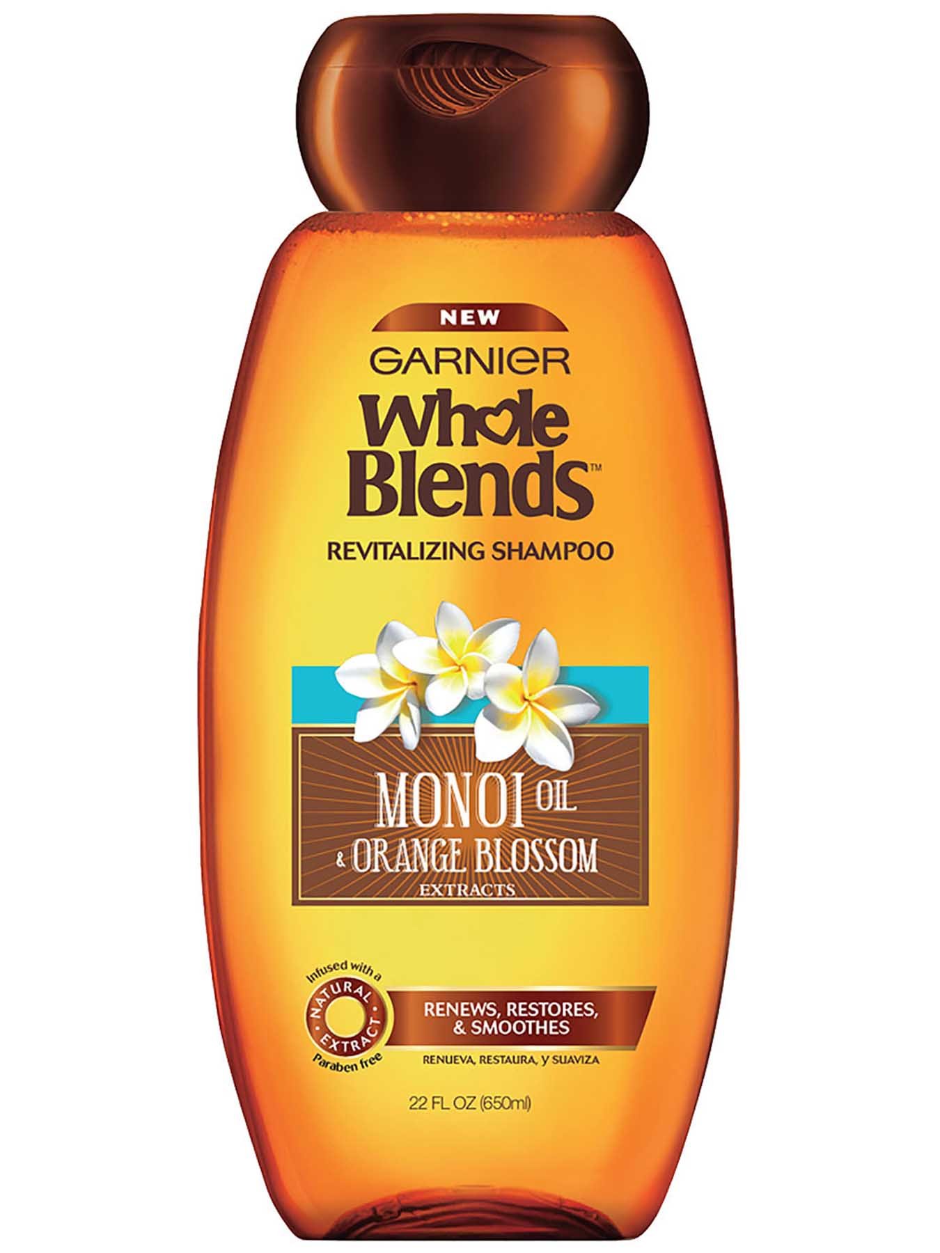 Garnier Whole Blends Revitalizing Shampoo Monoi Oil Orange Blossom Extracts Front Of Bottle